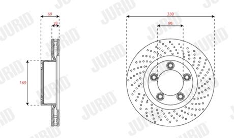 Гальмівний диск передній правий Porsche Boxter, 911, Cayman Jurid 563536JC1