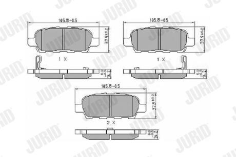 Колодка торм. диск. INFINITI FX, NISSAN X-TRAIL (T30) задн. Jurid 572501J