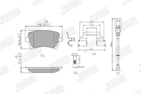 Колодка торм. диск. VW T5 (7HM), T5 (7HB, 7HJ) задн. Jurid 573220J