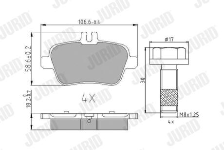 Тормозные колодки Mercedes A/ B/CLA/SLK Jurid 573370J