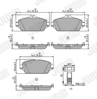 Тормозные колодки Mercedes C W205 / E W213 Jurid 573671J