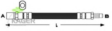 Тормозной шланг задний. (L=256) Lada 1200-1300-1500-1600 KAGER 38-0193