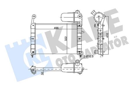 KALE FIAT Радиатор охлаждения Tempra,Tipo 1.4/1.6 88- Kale oto radyator 101500