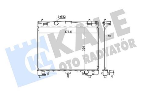 KALE TOYOTA Радиатор охлаждения Yaris 1.0/1.3 05- Kale oto radyator 342215
