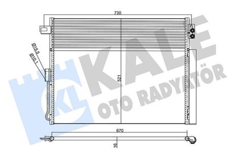 Радиатор кондиционера Jeep Grand Cherokee IV (With Oil Cooler) Kale oto radyator 343185