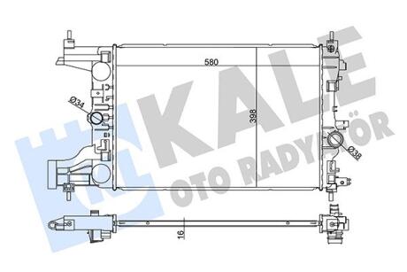 Радиатор охлаждения Chevrolet Cruze 1.6, 1.8 (09-), Orlando (10-) 1.8i, Astra J (10-) 1.4i, 1.6i, 1.8i МКПП Kale oto radyator 349200