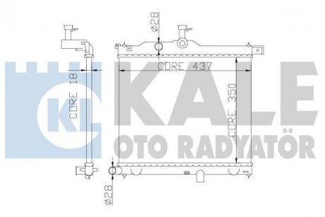 KALE HYUNDAI Радіатор охлаждения i10 1.1/1.1CRDi 08- Kale oto radyator 358300