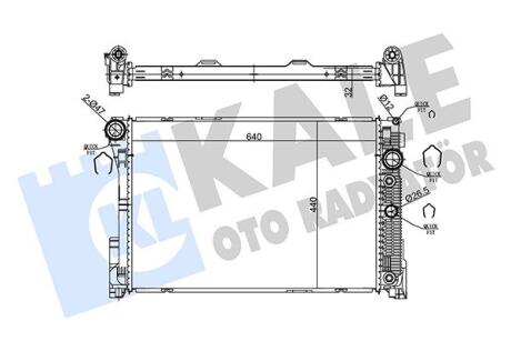 KALE DB Радиатор охлаждения двигателя (АКП) 640*440*32 W204, W212 Kale oto radyator 360180