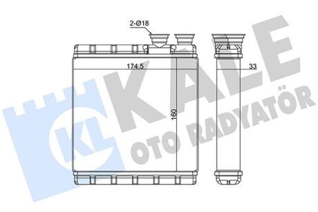 KALE VW Радіатор опалення POLO VI 1.0, 1.5, 1.6, 2.0 17-, T-CROSS 1.0, 1.5, 1.6 18-, AUDI, SEAT Kale oto radyator 370630
