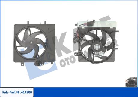 Вентилятор охолодження радіатора (з дифузором) Citroen C2, C3, C5 (02-)/Peugeot 1007, 207 (05-) Kale oto radyator 414200