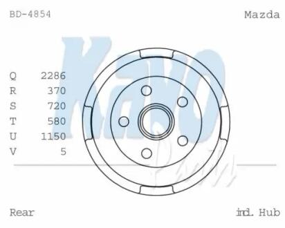 PARTS MAZDA Гальмівний барабан 626 III Hatchback (GD) 2.0 D 87-91 KAVO BD4854
