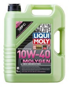 LM 5л Molygen New Generation 10W-40 НС-синтетическое моторне масло API CF/SL, ACEA: A3/B4, MB 229.3, VW 502 00/505 00 LIQUI MOLY 9951 (фото 1)