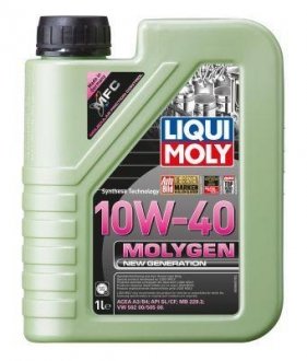 LM 1л Molygen New Generation 10W-40 НС-синтетическое моторное масло API CF/SL, ACEA: A3/B4, MB 229.3, VW 502 00/505 00 LIQUI MOLY 9955