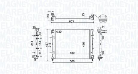 FIAT Радіатор сист. охолодженння 500 0.9-1.4 07-, PANDA, FORD MAGNETI MARELLI 350213151100