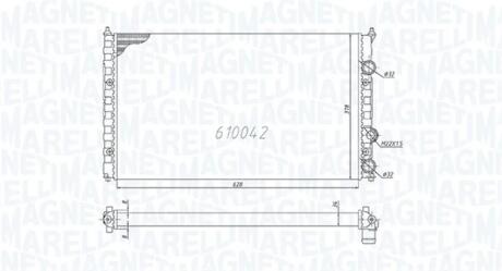 VW радіатор охолодження Caddy II 1.6/1.9D -04,Polo,Seat Ibiza,Inca,Cordoba 93- MAGNETI MARELLI 350213838000