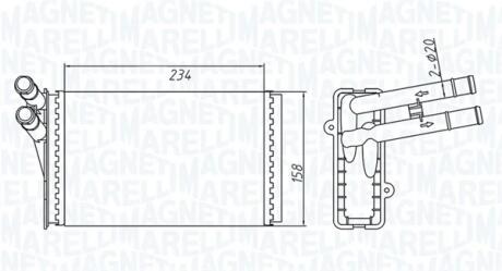 VW радіатор пічки Passat 96- AUDI 80/A4 MAGNETI MARELLI 350218409000