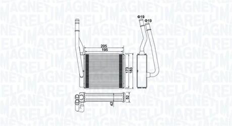 FORD радіатор опалення Focus,Transit Connect 98- MAGNETI MARELLI 350218414000