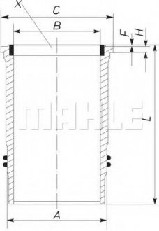 Гільза циліндра DAF MX 375, MX 300, MX 265, MX 340, MX-13 375, EURO 5/6 MAHLE / KNECHT 213 LW 00100 001 (фото 1)