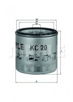 Фільтр паливний MAHLE / KNECHT KC 20