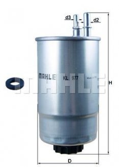 Фильтр топливный FIAT DUCATO 2.0-3.0 JTD 06-, PSA 3.0 HDI 11- (-) MAHLE / KNECHT KL977 (фото 1)