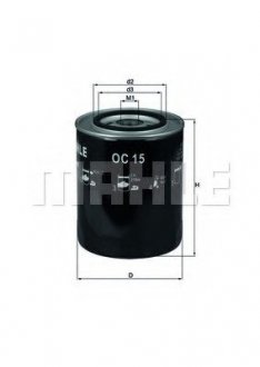Фильтр масляный двигателя (-) MAHLE / KNECHT OC15 (фото 1)