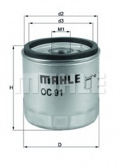 Масляний фільтр MAHLE / KNECHT OC91D (фото 1)