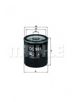 Фільтр оливний Toyota Hilux III/IV 2.8/3.0D 05- MAHLE / KNECHT OC981 (фото 1)