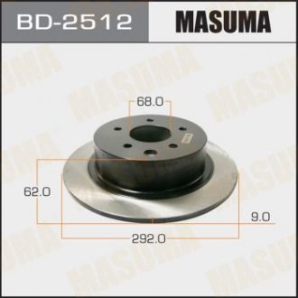 Диск гальмівний задній Nissan Juke (10-), Teana (06-16) (Кратно 2 шт) MASUMA BD2512 (фото 1)