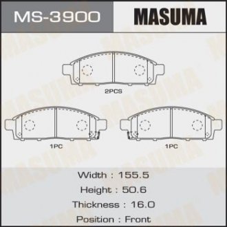 Колодка гальмівна передня Mitsubishi L200 (07-), Pajero Sport (09-15) MASUMA MS3900 (фото 1)
