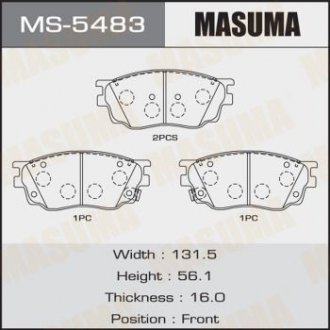 Колодки гальмівні передн Mazda 6 2002 - 2007 MASUMA MS5483