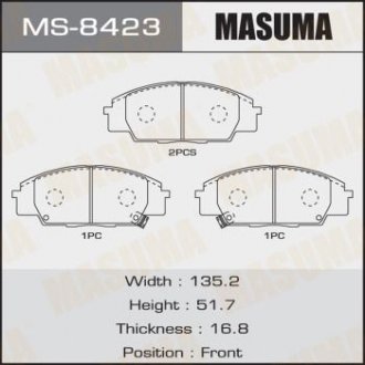 Колодки гальмівні передн HONDA CIVIC VIII, FR-V MASUMA MS8423 (фото 1)