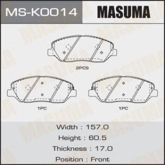 Колодки тормозные передн SSANGYONG KORANDO, KIA SORENTO III (UM) 2.2 CRDi (15-20)/HYUNDAI SANTA_FE III MASUMA MSK0014 (фото 1)