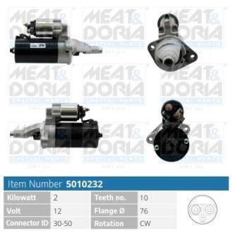 MEATDORIA AUDI Стартер A4 B5 (8D2) 2.5 TDI 97-00, SKODA SUPERB I (3U4) 2.5 TDI 01-03, VW PASSAT B5.5 (3B3) 2.5 TDI 00-05 MEAT&DORIA 5010232