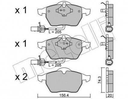 Комплект гальмівних колодок з 4 шт. дисків Metelli 22-0181-3 (фото 1)