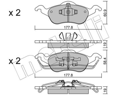 Комплект гальмівних колодок (дискових) Metelli 2202910