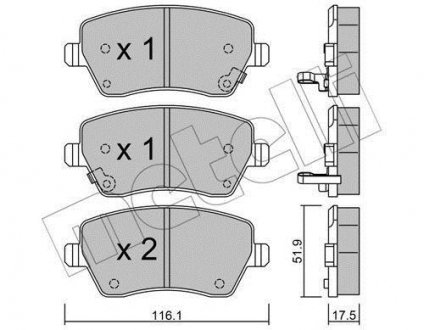 Комплект гальмівних колодок (дискових) Metelli 22-0485-2 (фото 1)