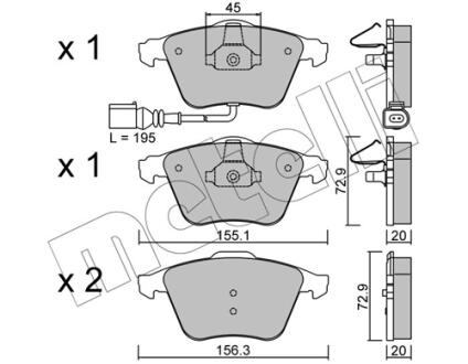 Комплект гальмівних колодок (дискових) Metelli 2205494