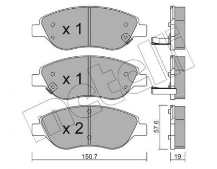 Комплект гальмівних колодок (дискових) Metelli 22-0577-2
