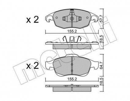 Комплект гальмівних колодок з 4 шт. дисків Metelli 22-0800-0 (фото 1)