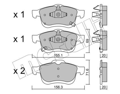 Комплект гальмівних колодок (дискових) Metelli 2208242