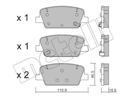 Комплект тормозных колодок (дисковых).) Metelli 2212830