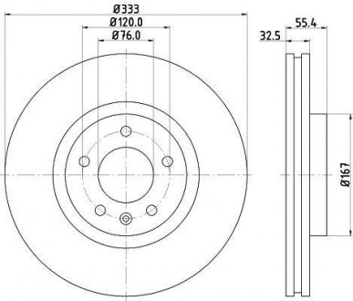Гальмівний диск пер VW T5 - (333*32.5) диаметр 17&quot; MINTEX MDC1705