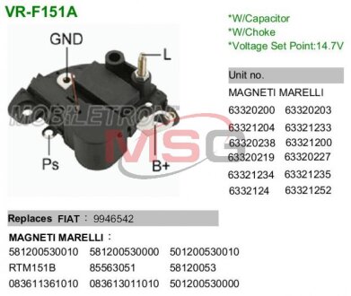 Регулятор напруги генератора MOBILETRON VRF151A