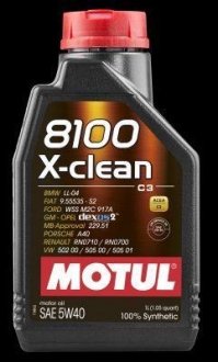Моторна олива 5W40 X-clean, 1L MOTUL 102786 (фото 1)