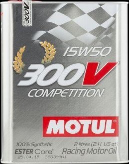 Олива 300CV Competition SAE 15W50 2L 4Т(для раритетних авто з відреставрованим двигуном) MOTUL Motul 300CV Competition SAE 15W50 2L 103138/104244 (фото 1)