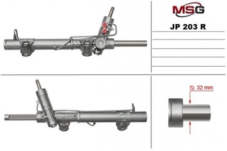 Рулевая рейка с ГУР восстановленная JEEP CHEROKEE (KJ) 01-08, JEEP LIBERTY 01-06 MSG JP203R (фото 1)