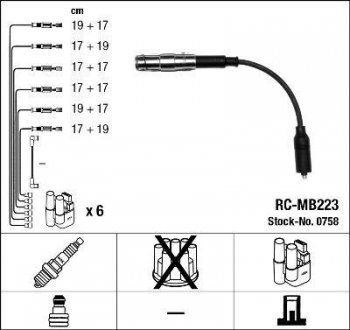 Комплект ізольованих проводів для свічок запалення RC-MB223 NGK 0758