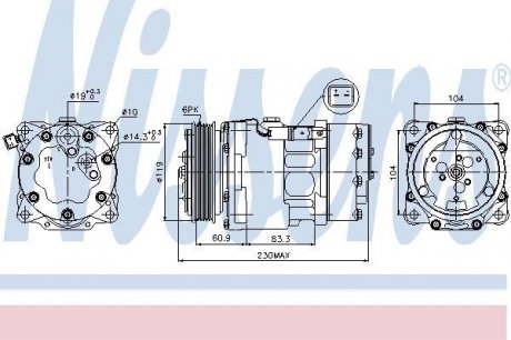 Компресор кондиціонера з кривошипно-шатунним механізмом, потужністю 1кВт, герметичний NISSENS 89032