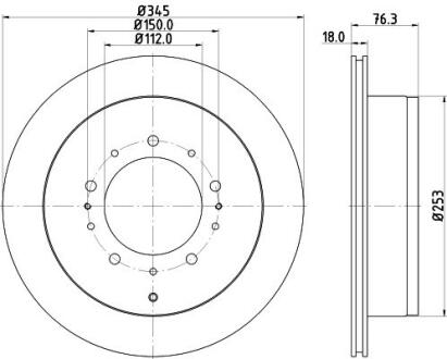 Диск тормозной задний Toyota Land Cruiser 4.5, 4.6, 4.7, 5.7 (08-) Nisshinbo ND1029K