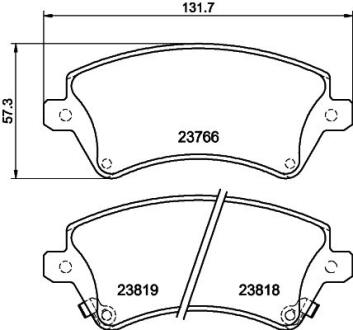 Колодки гальмівні дискові передні Toyota Corolla 1.4, 1.6, 1.8, 2.0 (02-07) Nisshinbo NP1049